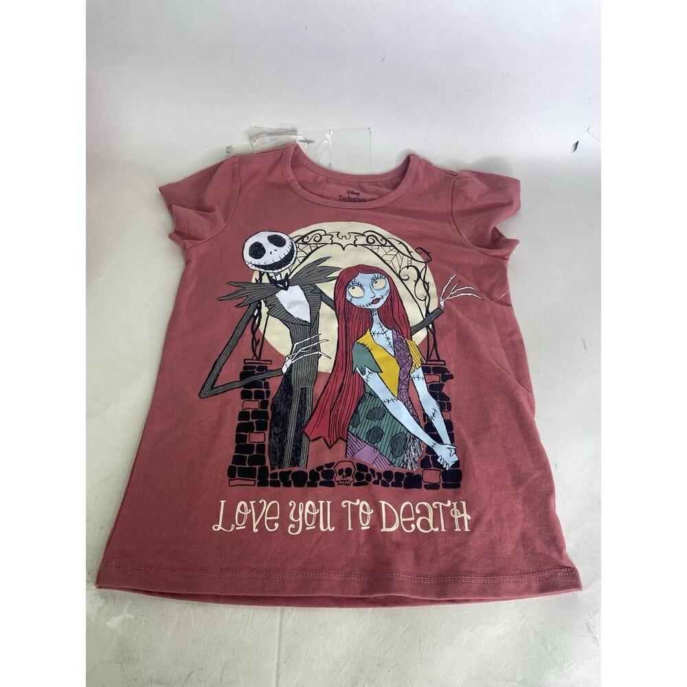 Disney Nightmare Before Christmas Jack Sally Short Sleeve T-Shirt Top Girls 7-8